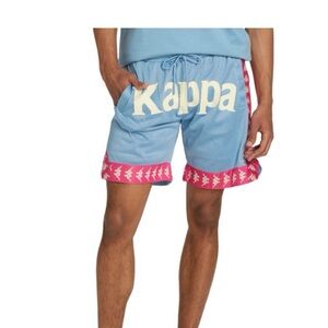 Kappa 222 banda Vosker logo shorts omini logo blue pink L 0768